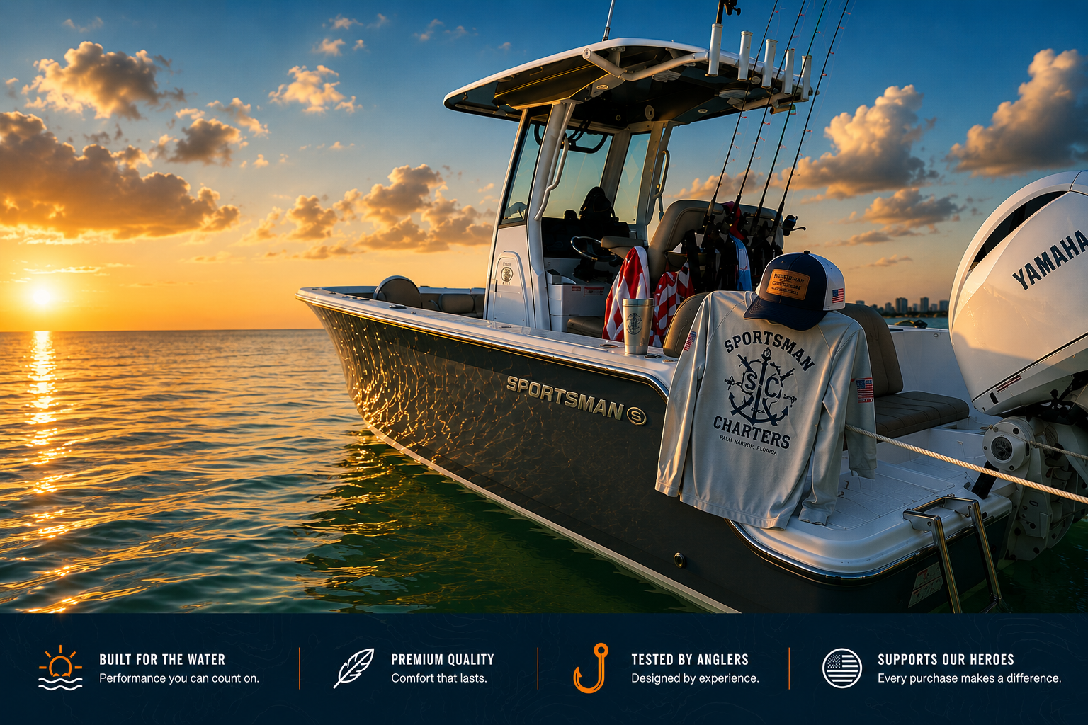 Sportsman boat-shirt and hat