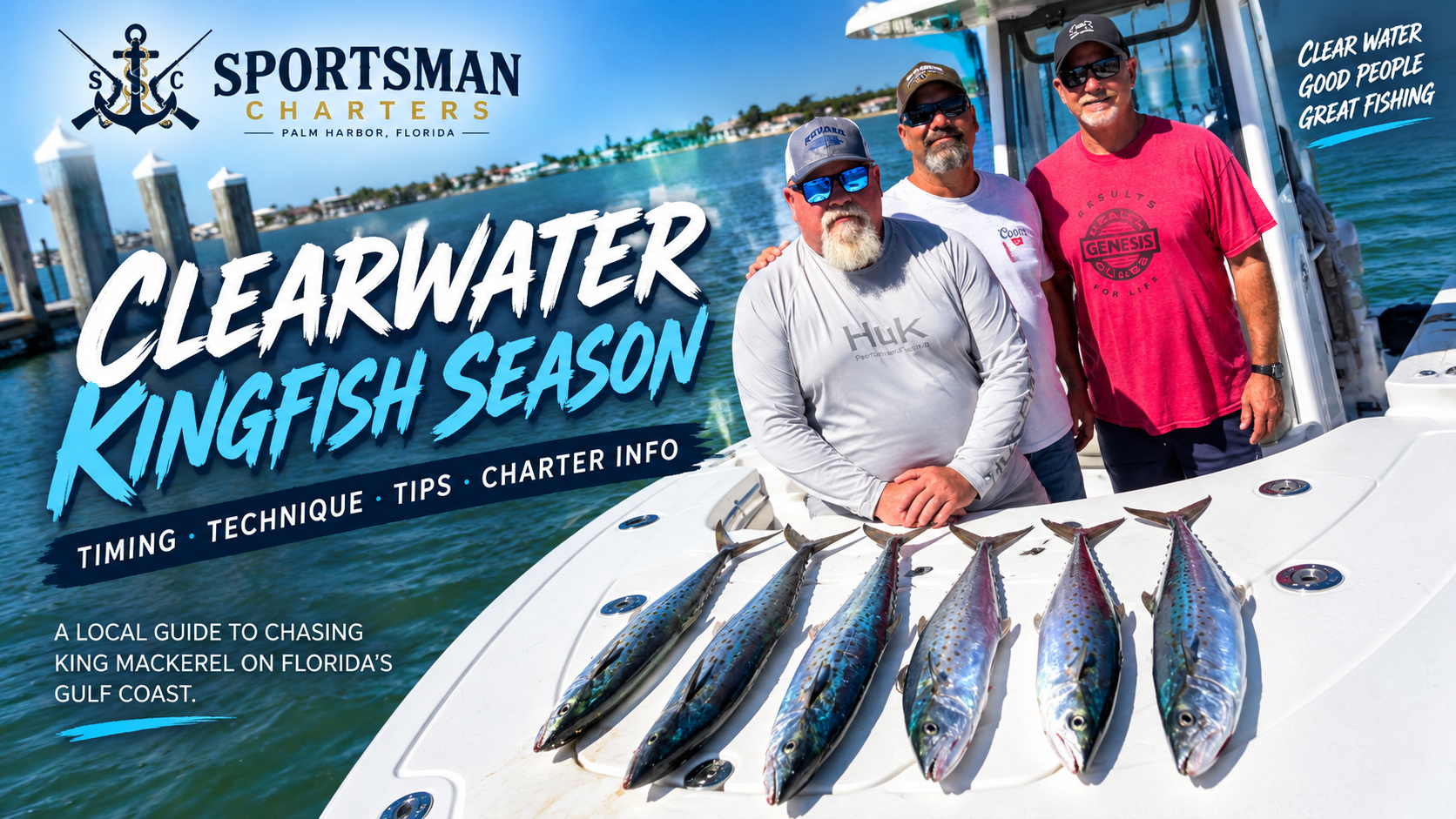 Clearwater kingfish season with anglers and king mackerel aboard Sportsman Charters
